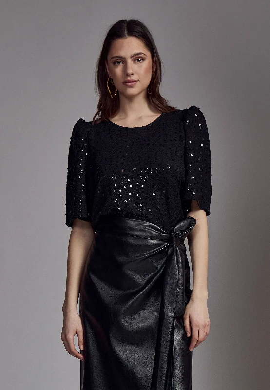 PCDorey Sequin Top - Black