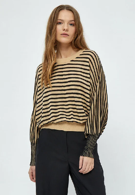 Mathilda Baloon Sleeve Pullover - Black Stripe