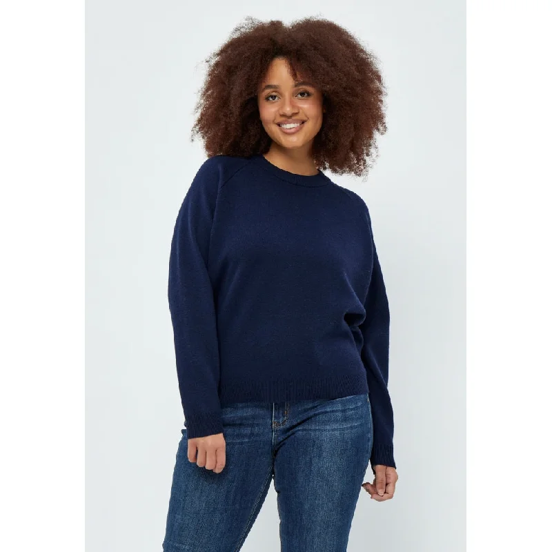 Rosalia Mock Neck Knit Pullover Curve - Black Iris Solid