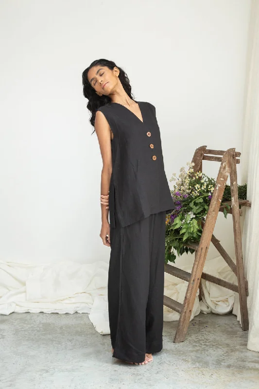 Wren-May Linen Vest in Black