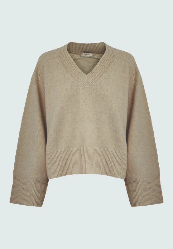 PCCeleste GRS V-Neck Knit Pullover - Fungi Melange