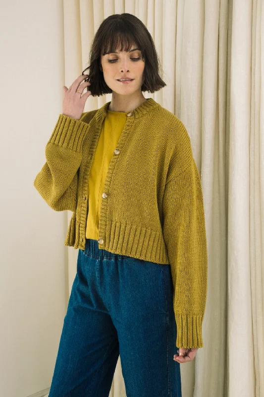 Sugi Organic Cotton Cardigan in Chartreuse